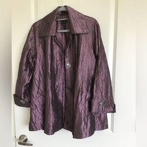 Staples Crinkle Swing Coat in Eggplant Metallic